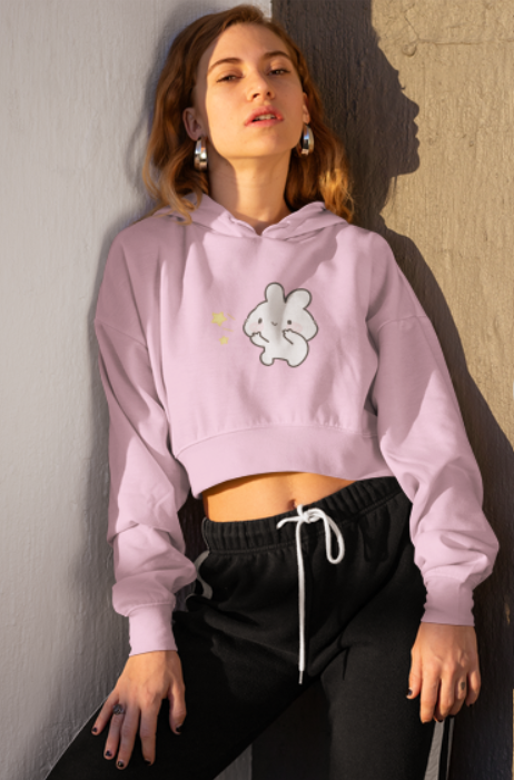 ✨ “Star Bunny” Cropped Hoodie – Kawaii Minimal Style