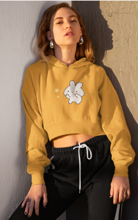 ✨ “Star Bunny” Cropped Hoodie – Kawaii Minimal Style