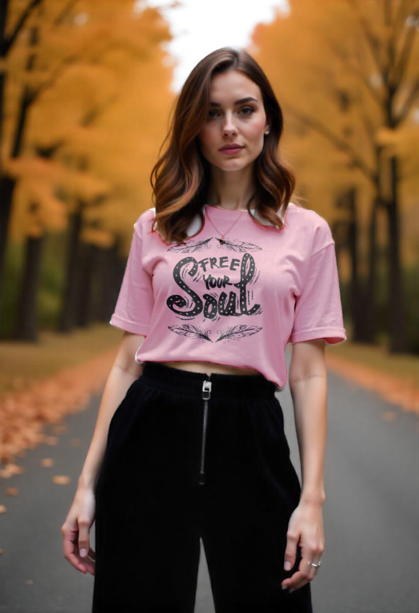 Free Your Soul Crop Top – Minimal Black & White Graphic Tee