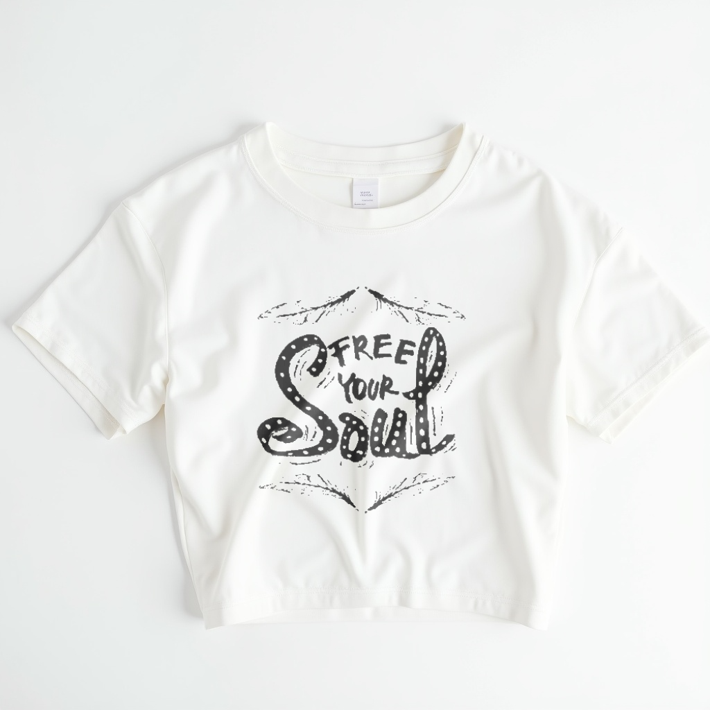 Free Your Soul Crop Top – Minimal Black & White Graphic Tee