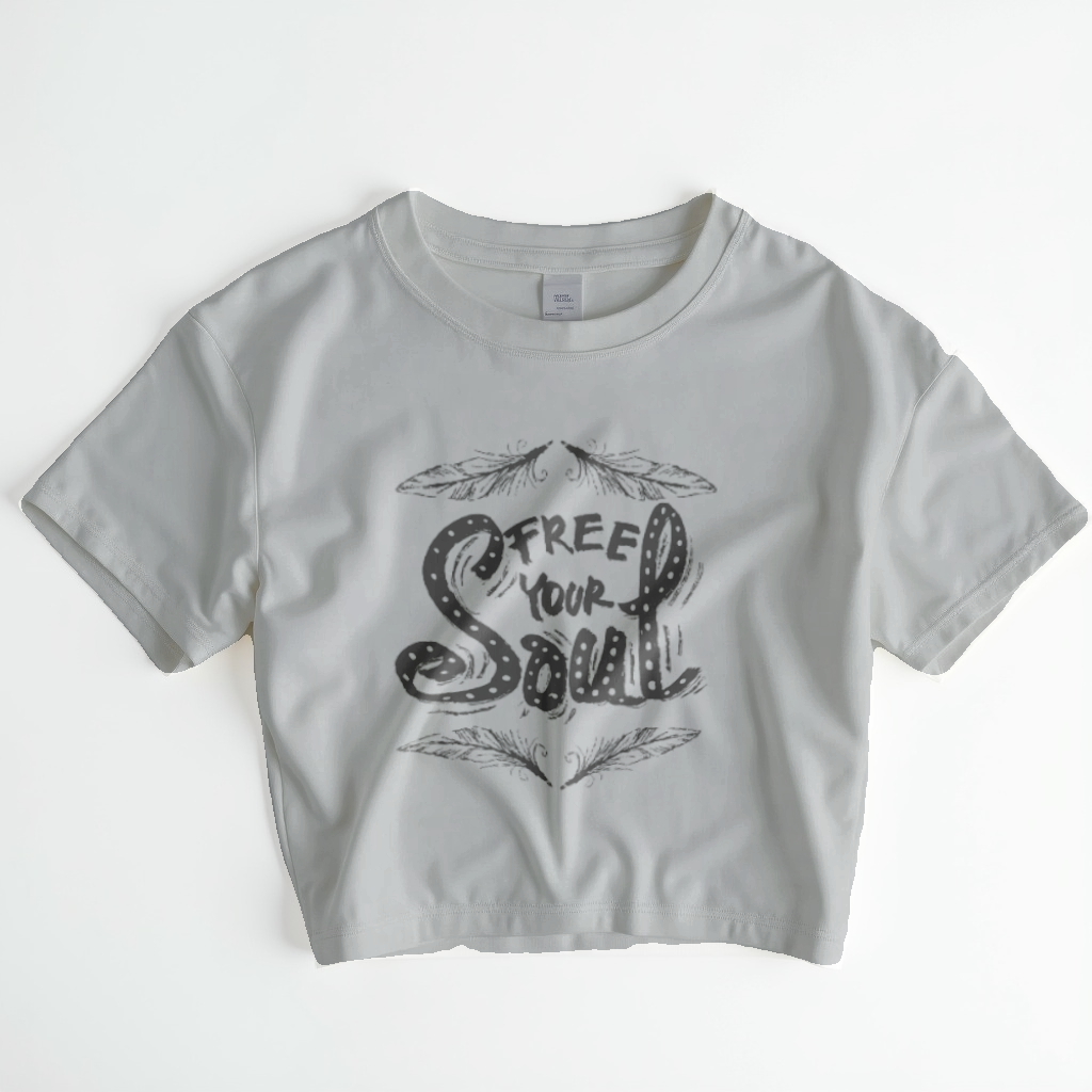 Free Your Soul Crop Top – Minimal Black & White Graphic Tee
