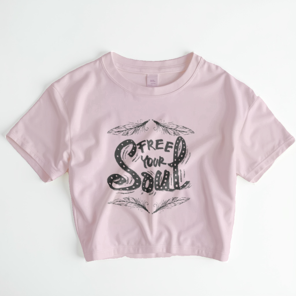 Free Your Soul Crop Top – Minimal Black & White Graphic Tee