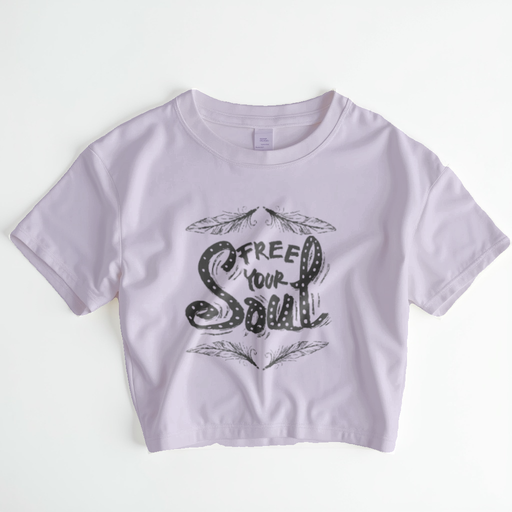 Free Your Soul Crop Top – Minimal Black & White Graphic Tee