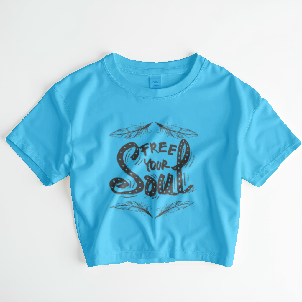 Free Your Soul Crop Top – Minimal Black & White Graphic Tee