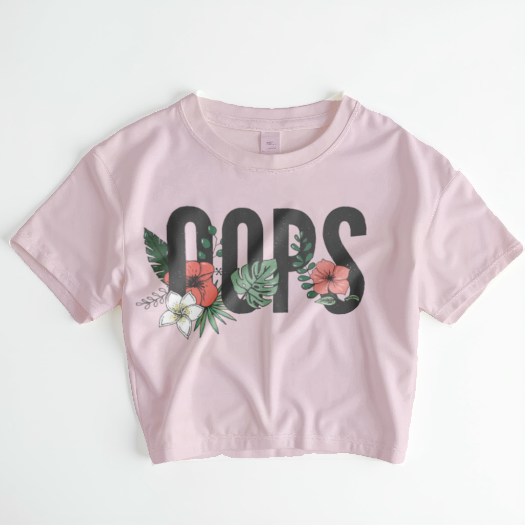 Oops Crop Top – Minimal Black & White Graphic Tee
