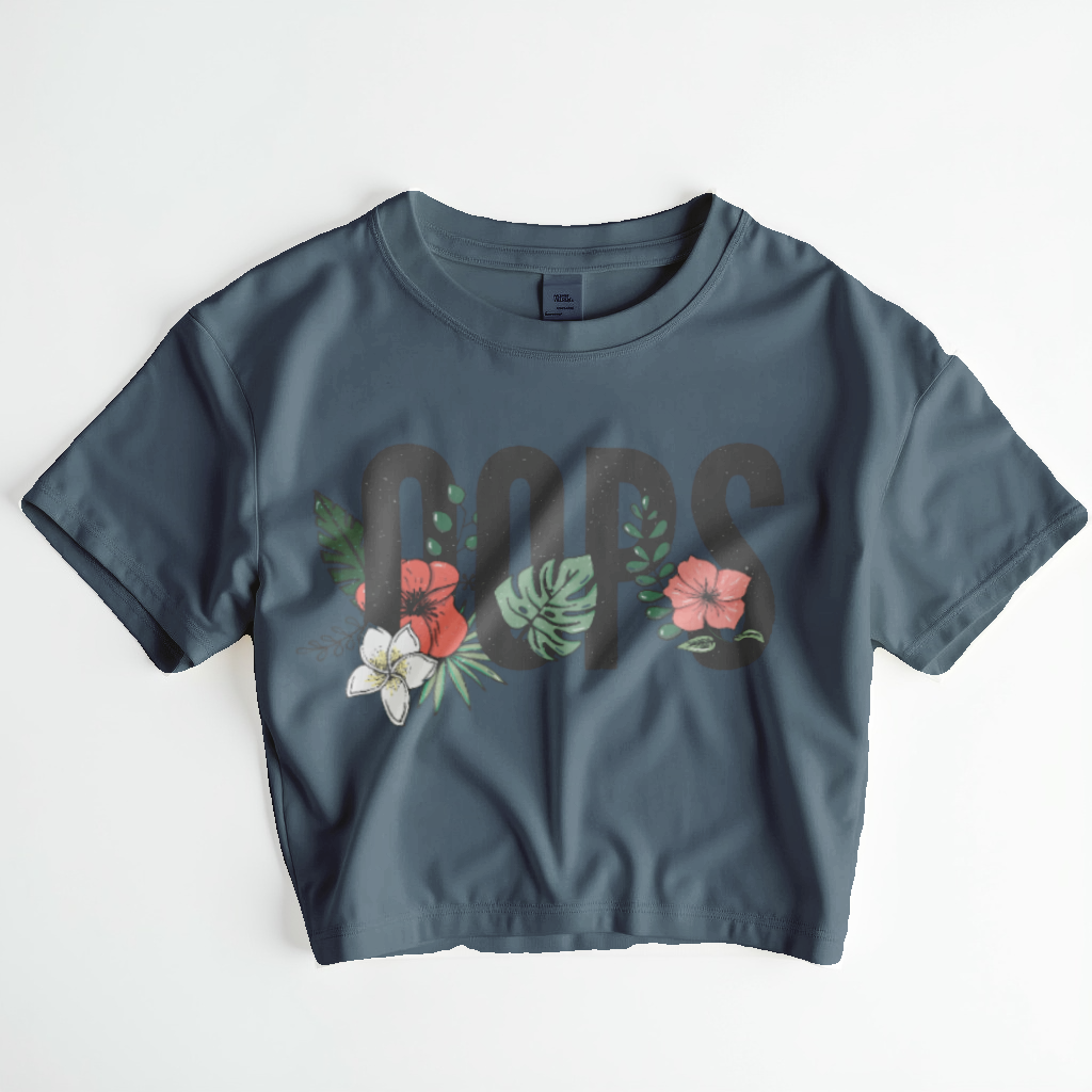 Oops Crop Top – Minimal Black & White Graphic Tee