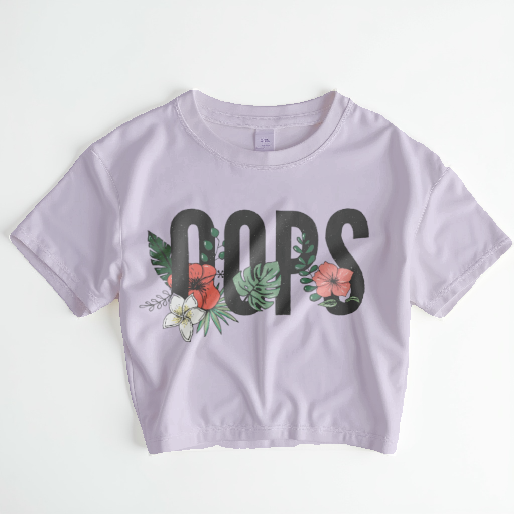 Oops Crop Top – Minimal Black & White Graphic Tee