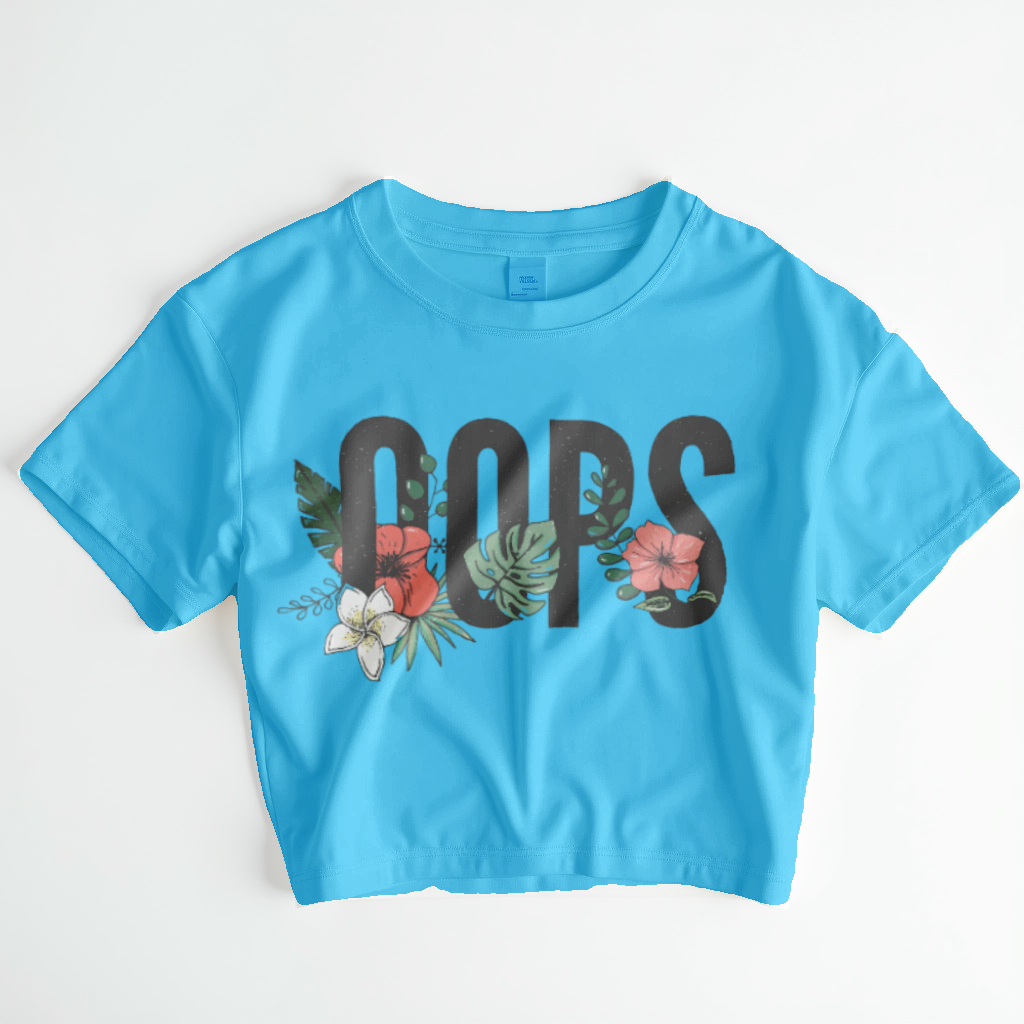 Oops Crop Top – Minimal Black & White Graphic Tee