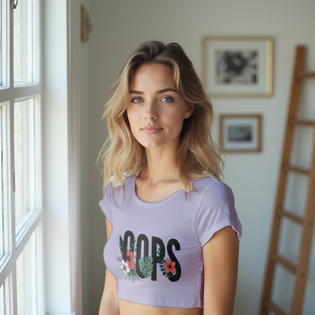 Oops Crop Top – Minimal Black & White Graphic Tee