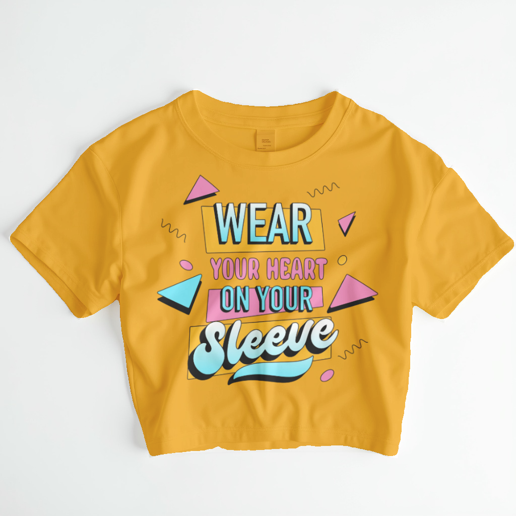 Wear Your Heart On Your Sleeve Crop Top – Minimal Black & White Graphic Tee