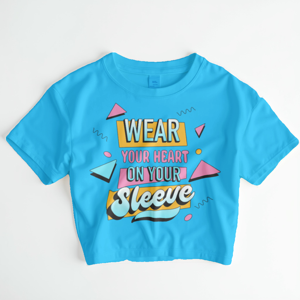 Wear Your Heart On Your Sleeve Crop Top – Minimal Black & White Graphic Tee