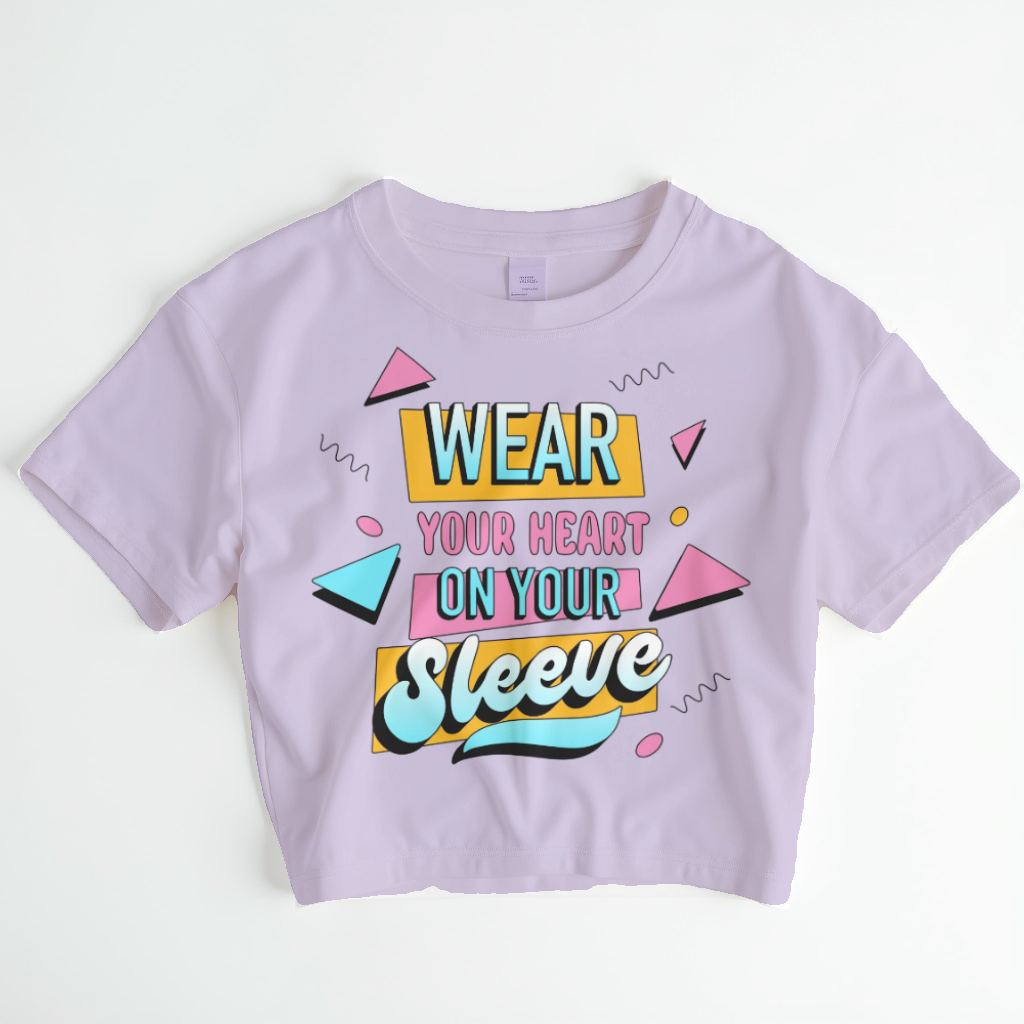 Wear Your Heart On Your Sleeve Crop Top – Minimal Black & White Graphic Tee